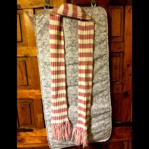 Pink and white striped scarf
